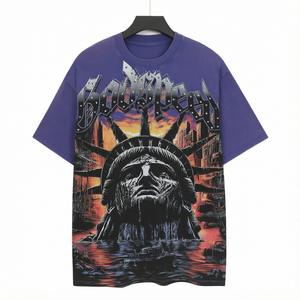 Street Style Retro Washed Profile Men's Hip Hop Oversized Hot Drill Printed 100% Cotton <b>Joker</b> <b>T</b>-<b>shirt</b> Customizable Logo OEM ODM - Product Image 1