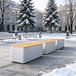Banc cube moderne en FRP style terrazzo avec finition mouchetée pour espaces publics extérieurs, patios et halls - Product Image 5