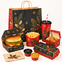 Emballage alimentaire écologique pour les fêtes, boîte en papier kraft personnalisée, conteneur à emporter pour Noël, fournisseur de restauration rapide durable