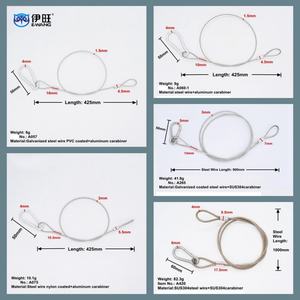 Mousqueton en acier inoxydable avec câble de sécurité tressé et extrémités bouclées, câble métallique de sécurité gainé - Product Image 4