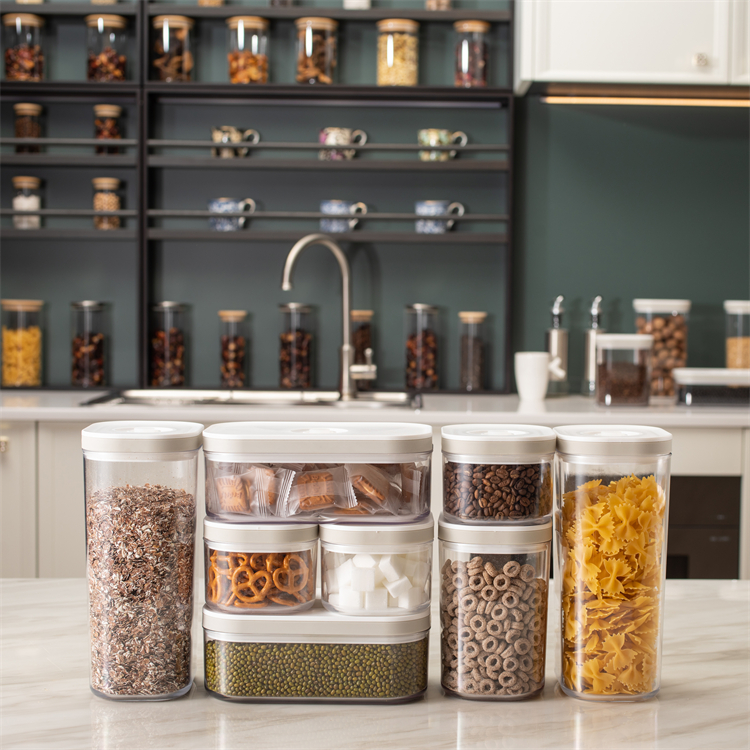Набор из 8 герметичный пластиковый контейнер для муки сахара сухих продуктов зерновых кухонные органайзеры для хранения продуктов питания банки для хранения вещей