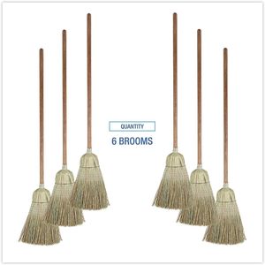 Escoba para pisos duros Boardwalk BWKBR10002 de 60 pulgadas, con cerdas de fibra sintética color gris/natural, mango de madera, 6 por caja - Product Image 1