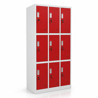 Armoire de rangement métallique à 9 portes avec serrure à clé pour école, bureau, salle de sport