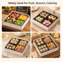 Boîte à gâteau, sandwich, fruits, dessert, multi-compartiments, jetable, écologique, avec couvercle transparent, en carton, pour emporter, emballage pour la restauration
