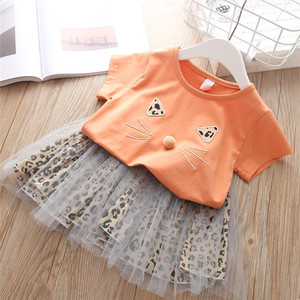 Conjuntos de Ropa para Bebés, Ropa Infantil, Camiseta con Estampado de Gato de Bangkok y Telas de Leopardo para Faldas de Niña - Product Image 2