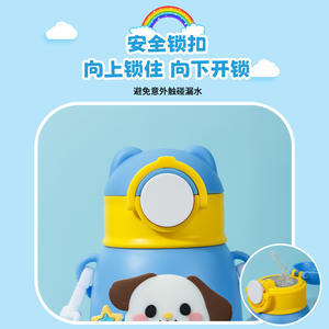 नए बच्चों के प्लास्टिक कप बड़ी क्षमता मज़ा गुड़िया कार्टून पोर्टेबल पुआल कप बोतल ताला उछाल छात्र कप पेट - Product Image 5