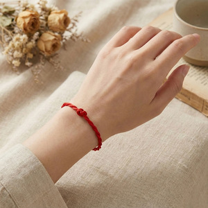 Hand Woven Red <b>String</b> Bracelet With <b>Gold</b> Animal Charm Unisex DIY Jewelry Accessory For Couple Or Best Friend Gift - Product Image 4
