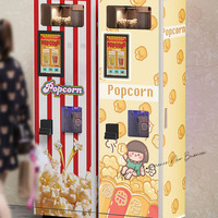 Automatique Pop Corn Caramel Snack Carro de venta de palomitas rojas para máquina de monedas de negocios QDMECH