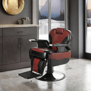 Sillón de Barbería Clásico Retro con Cuero Sintético, Diseño Antiguo Hidráulico para Salón de Belleza, Venta al por Mayor para Peluquería, Personalizable - Product Image 3