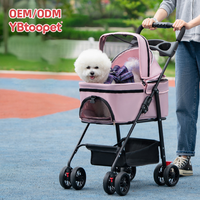 Poussette pliable pour animaux de compagnie, respirante, en maille, pour chiens et chats, grand espace, chariot de transport pour animaux de compagnie
