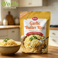 Sachet d'emballage réutilisable pour riz au beurre d'ail, imprimé sur mesure, 200g, qualité alimentaire, haute température 121°C ℃   Sachet Doypack en aluminium à fond plat