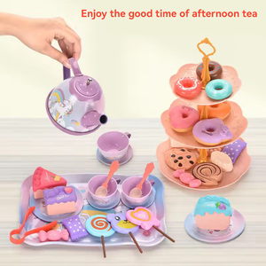 Ensemble de thé de l'après-midi de simulation transfrontalière en plastique, table de desserts pour enfants, cuisine, pause-café, boîte cadeau, jeu de simulation pour filles - Product Image 2
