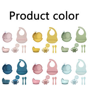 Nouveauté Bol en silicone pour bébé avec plaque d'aspiration en stock, qualité alimentaire, bavoir bébé avec cuillère et fourchette - Product Image 6