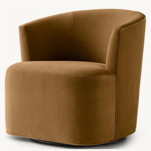 Fauteuil de salon en cuir véritable de style américain Rhoohill, fauteuil pivotant moderne pour chambre à coucher, fauteuil de détente - Product Image 4