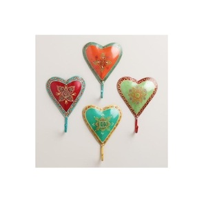 Handmade Traditional Multicolor Floral Metal Tile Antique Wall Hooks Hangers Hat Bags Clothes <b>Heavy</b> <b>Duty</b> - Product Image 2