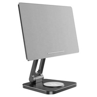 Support magnétique en aluminium à rotation 360° réglable pour iPad Pro avec base de charge sans fil 15W, support de tablette magnétique de bureau