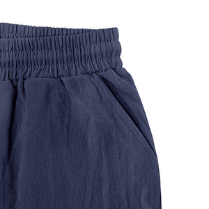 Men's Navy Blue Cargo Shorts Drawstring Elastic Waist Quick Dry Bermuda Length Casual Pocket Design - Product Image 4