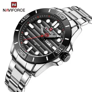 Naviforce Top Brand Eenvoudige Business Design Sport Horloges Mannen Quartz Horloge Waterdicht Rvs Riem Duurzaam NF9198