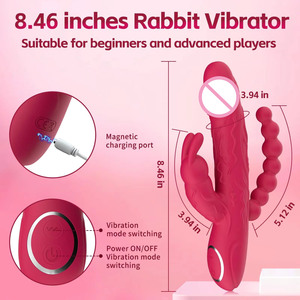 Kaninchen Vibrator Klitoris Stimulator 3 in 1G-Punkt Dildo <span class=keywords><strong>Penis</strong></span> Anal Double Penetration Weiblicher Mastur bator Sexspielzeug für Frau 18 - Product Image 2