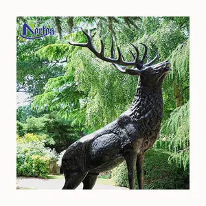 现代园林绿化动物铸造金属工艺品户外雕塑青铜麋鹿雕像