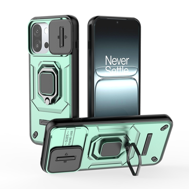 Shockproof Hard Plastic PC Cover with Ring Kickstand Holder Camera Protector Phone Case for OnePlus 13T 5G M56 Back Cover Cases