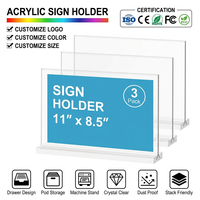 Support de signalisation en acrylique personnalisé 11x8,5 pouces, lot de 3, support de présentation de bureau double face en forme de T vertical pour restaurant et exposition