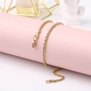 Gold Plated Stainless Steel Classic <b>Rope</b> <b>Chain</b> Necklace for Party | 2mm/3mm Thick 40-55cm Length Wholesale - Product Image 4