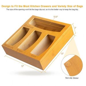 Top Lids Bamboo Kitchen Drawer Organizer Bamboo Ziplock Bag Storage Organizer - Product Image 3
