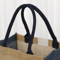 Sur mesure pour Velcro Jute lin sac bicolore épissé imprimé fourre-tout sac à provisions lettre couleur-imprimé cadeau personnalisation 25