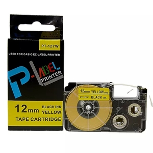 PUTY cartuccia a nastro per etichette compatibile nero su giallo da 12mm XR-12YW per stampanti per etichette Casio KL-780 - Product Image 2