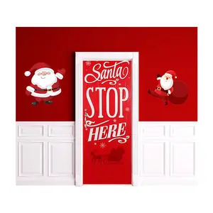 Pe plastic pe christmas door window cover panel indoor outdoor door poster for halloween christmas decoration