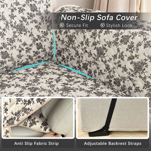 Funda de Repuesto para Sofá de 3 Plazas con Diseño Floral, Lavable, Antideslizante, Elástica, Protector de Sofá para Sala de Estar, Duradera - Product Image 5