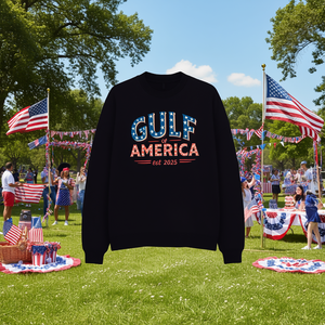 Suéter de Punto Estampado Patriótico para Mujer, Diseño del Golfo de América, Cuello Redondo, Informal, para Otoño, 100% Poliéster, Manga Larga - Product Image 2