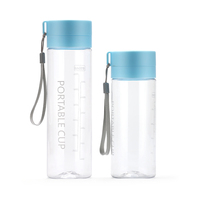 Bouteilles d'eau en plastique sport 600ml/800ml sans BPA avec marqueur de temps pour boire directement pour le camping