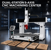 Centre d'usinage CNC 5 axes avec double table de travail pour le travail du bois 3D, la fabrication de moules en mousse et la traitement de prototypes