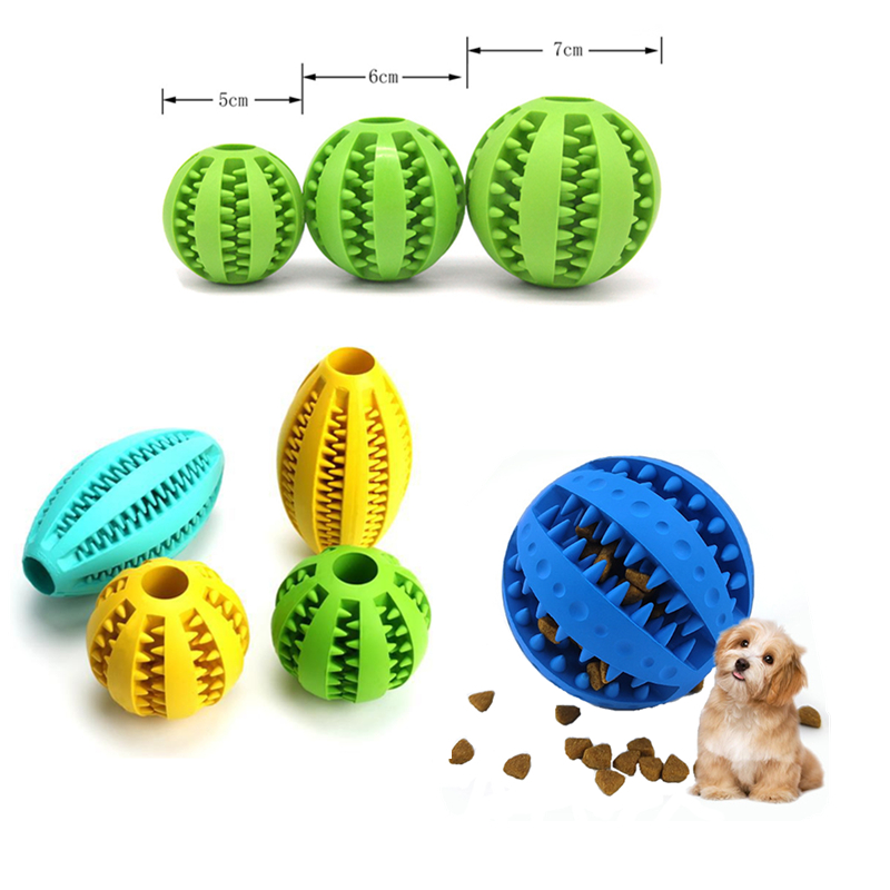 2022 Hot Sale Dog Chew Toy Balls Durable Soft Rubber Non Toxic Bite Resistant Pet Food Treat Feeder Chew Tooth Cleaning Ball Toy