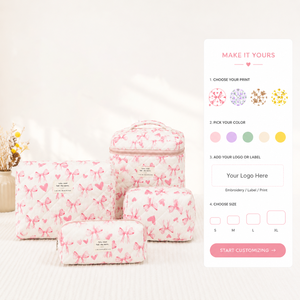 Custom Wholesale Bow <strong>Quilted</strong> <strong>Makeup</strong> <strong>Bag</strong> Set Large Capacity Zipper Cotton Cosmetic <strong>Bag</strong> Travel <strong>Makeup</strong> <strong>Bag</strong> for Women - Product Image 1