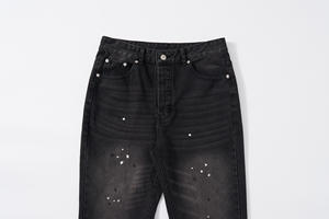 Pantalones Vaqueros Rotos de Estilo Retro para Adolescentes, Color Negro y Azul, de Mezclilla, Pierna Ancha, de Algodón, Resistentes al Viento - Product Image 6