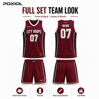 Ensemble d'uniformes de basketball personnalisés à faible MOQ, maillots et shorts par sublimation, tenues d'équipe personnalisées pour les petits clubs, les équipes communautaires et les écoles