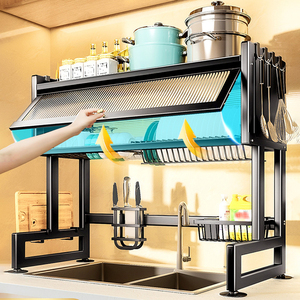 Égouttoir à Vaisselle Réglable à <span class=keywords><strong>3</strong></span> <span class=keywords><strong>Niveaux</strong></span> sur Évier Grand Organisateur <span class=keywords><strong>de</strong></span> Cuisine pour Séchage Vaisselle <span class=keywords><strong>Rangement</strong></span> Épices Étagère <span class=keywords><strong>de</strong></span> Drainage pour Usage Domestique - Product Image 6