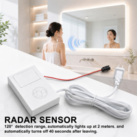 Interrupteur à détecteur de mouvement radar micro-ondes 12V/24V DC pour miroir LED, contrôleur de lumière automatique sans contact 2m