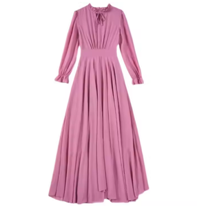 Vestido Largo Casual de Gasa para Mujer, con Mangas Largas, Cintura Alta, Estilo Swing, Control de Abdomen, Moderno para Primavera y Otoño - Product Image 2