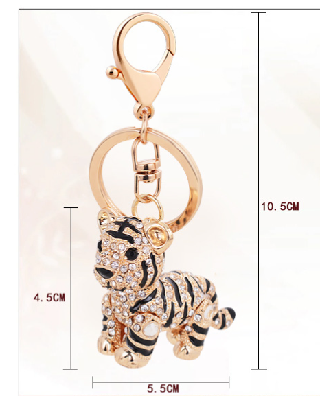 Tiger Keychain - Bling Rhinestone Animal Charms