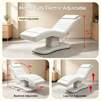 Lit de soin électrique de luxe ergonomique en cuir PU courbé, lit de traitement facial à 3 moteurs réglables, table de massage pour salon de beauté et spa