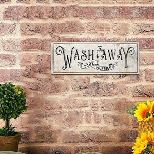 En stock: Placa de puerta estilo rústico americano, decoración de casa de campo, decoración antigua para baño, de madera - Product Image 1