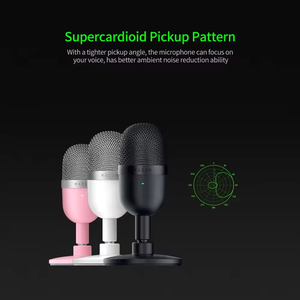 Microphone à condensateur USB Razer-Seiren 100% original, ultra-compact, pour streaming, directivité supercardioïde, rose, métal et plastique - Product Image 2