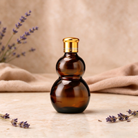 Flacon en verre en forme de gourde, réutilisable, pour cosmétiques, huiles essentielles, sérum, échantillons, avec couvercles