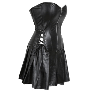 Corsé de cuero para mujer OEM ODM, estilo streetwear, hecho con material de alta calidad, vestido corsé de cuero con cremallera y diseño de cordones. - Product Image 3