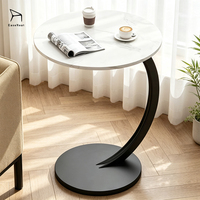 Table ronde simple avec pieds en métal en forme de C, structure durable pour table d'appoint de canapé ou table de chevet