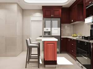 Solid Wood Luxury <b>Kitchen</b> <b>Cabinets</b> Melamine Board Island & Breakfast Bar Luxury <b>Kitchen</b> <b>Cabinet</b> Set - Product Image 6